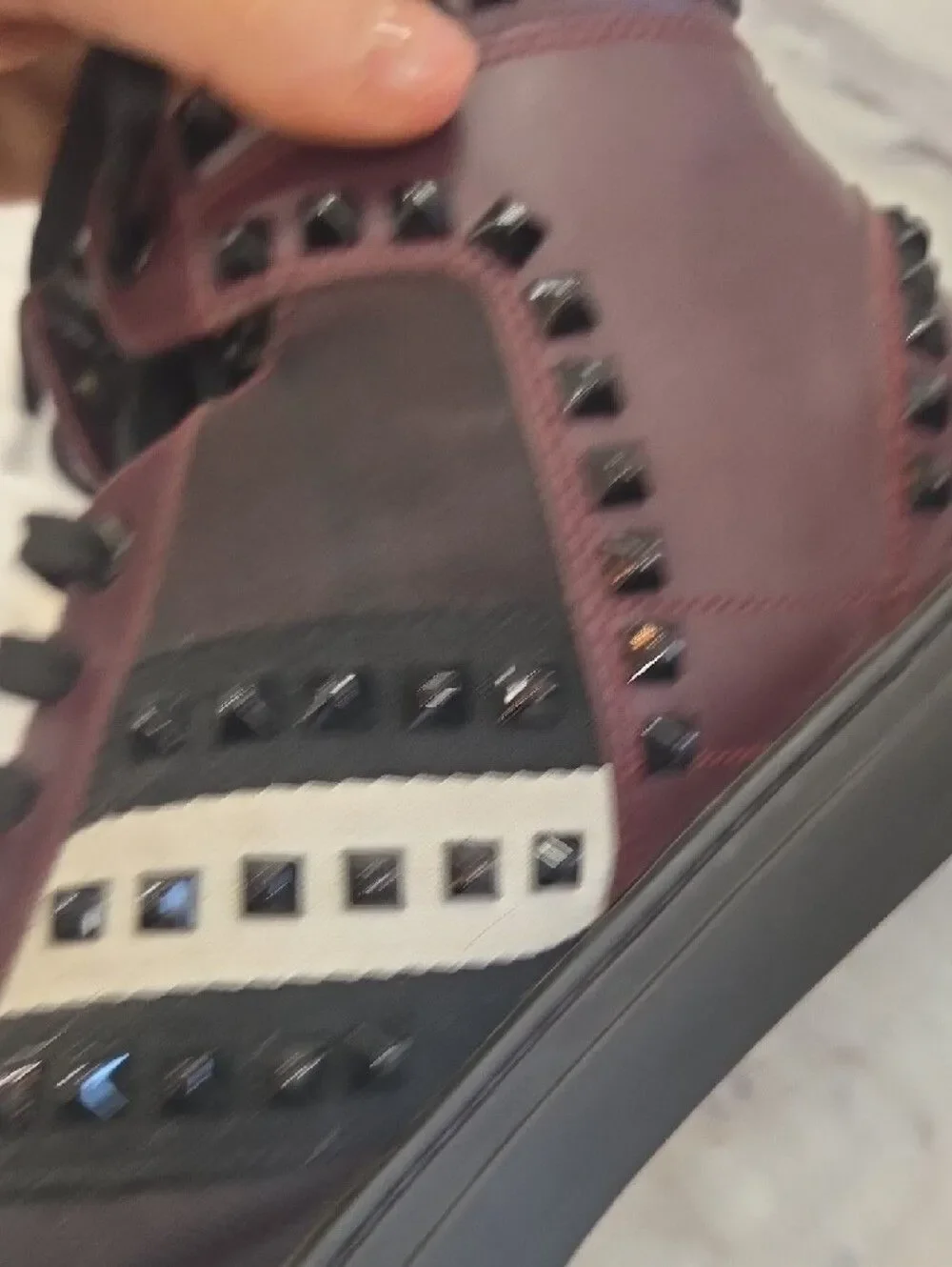Bally Men's High-Top Studded Sneakers - Black and Burgundy